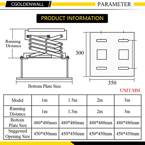 CGOLDENWALL Projector Lift Motorized Projector Mount Hanger Projector Ceiling Mount Adjustable Mounting Bracket Double Motors with Fixing Plate Max Load 44lb (Running Distance: 300cm/118.11inches)