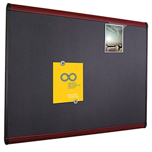 Quartet Prestige Plus Magnetic Fabric Bulletin Board, 6 x 4 Feet, Black with Mahogany Frame (MB547M)