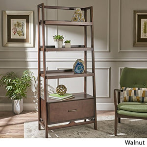 Great Deal Furniture 304801 Allen Midcentury Modern Faux Wood Shelf, Walnut,