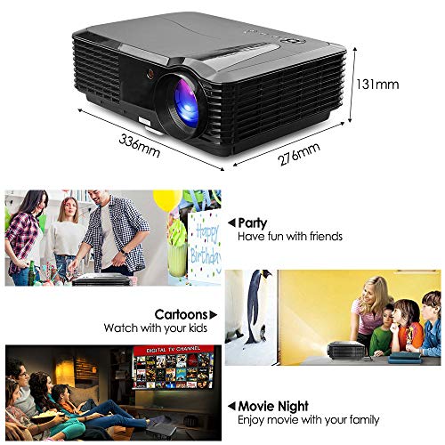 EUG LCD HD Video Projector - Wxga 4500 Lumen Support Full HD 1080P Red/Blue 3D MHL Compatible, LED Home Theater Cinema Projectors Built-in Speakers for Backyard Football Outdoor Movie Gaming Consoles