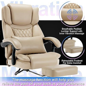 YINGTOO High Back Massage Reclining Office Chair with Footrest