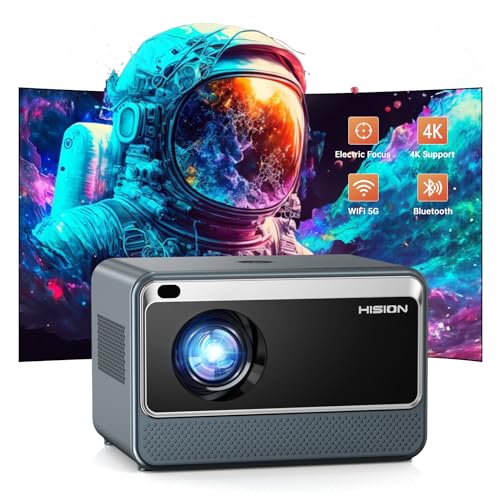 HISION Mini Portable WiFi Bluetooth Projector: 1080P Full HD 4K Support, 13000 Lumen, Wireless Indoor Outdoor Home Theater Movie Video LED, Electric Focus, Compatible with Phone TV Stick PC USB HDMI