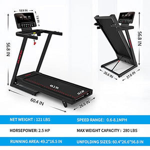 RUNOW Folding Treadmill for Home, 2.5HP Incline Treadmill with 36 Preset Programs, Treadmill Compact Running Machine for Home Gym Office Space