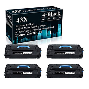 4 Pack 43X | C8543X Black Toner Cartridge Replacement for HP Laserjet 9040 9040dn 9050 9050n 9000N 9000dn 9040 9000 9050 9040/9050 M9040/M9050 Printer,Sold by TopInk