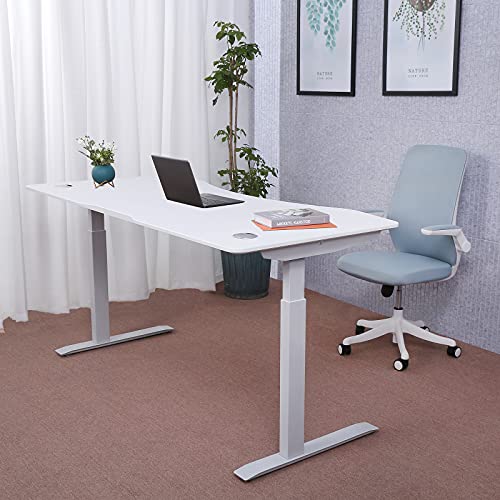 ApexDesk Elite Pro Series 60" Electric Height Adjustable Standing Desk - White Top, Off-White Frame