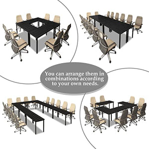 Bonzy Home 14ft Conference Table for 16 People, Modern Space-Saving Design, 6PCS, Black