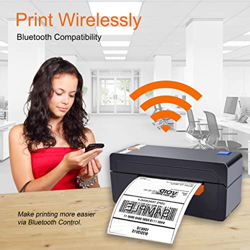 Bluetooth Ready Thermal Label Printer, Adjustable High Speed Direct USB Thermal Barcode, 4x6 Shipping Label Print Maker Writer Machine, Compatible with Ebay, Amazon, UPS, Shopify, FedEx, Etsy
