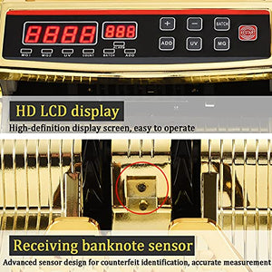 Gold Money Counter Machine with UV/MG/IR Counterfeit Detection & Bill Counting Portable Bill Counting with LED External Display Fast Counting Speed 1000 Bills a Minute