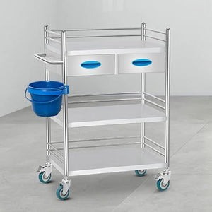 TILFI Stainless Steel 3-Tier Utility Rolling Cart with Drawer and Handle