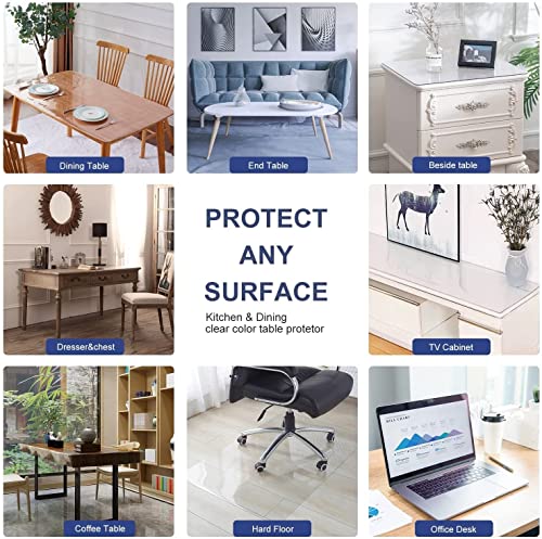 UlpyO Large Clear Hardwood Floor Protector - Transparent PVC Desk/Chair Mat, Waterproof Rectangle PVC Vinyl Plastic Rug, Easy to Clean - 32-152 inches