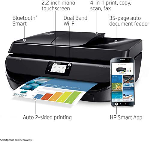 HP OfficeJet 5255 Wireless All-in-One Printer, HP Instant Ink, Works with Alexa (M2U75A), Black