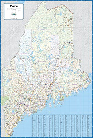 Maine Laminated Wall Map (42” Wide by 63” high)