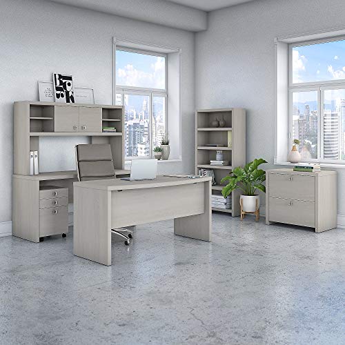 Bush Business Furniture Echo Collection 60W Credenza Table with Wire Management | Gray Sand Home Office Computer Desk