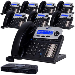 XBLUE X16 Small Business Phone System Bundle with (8) Phones - (6) Outside Line & (16) Phone Capacity - Includes Auto Attendant, Voicemail, Caller ID, Paging & Intercom