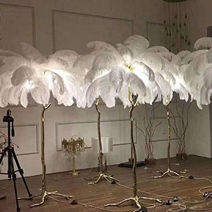 XIHOME Luxury Ostrich Feather Gold Floor Lamp 160cm - White