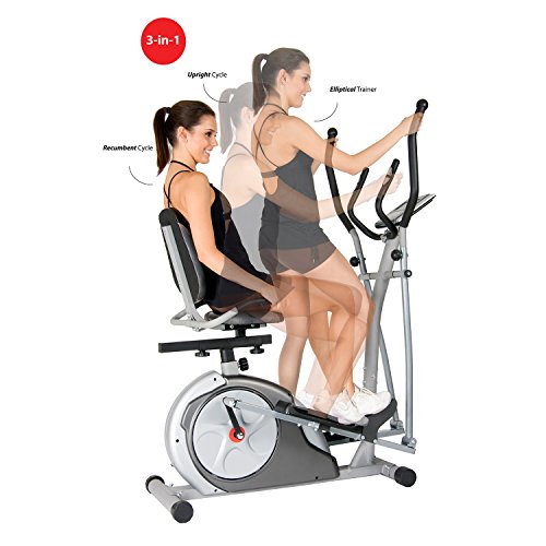 Body Rider 3-in-1 Trio-Trainer/Elliptical, Upright Stationary, and Recumbent Exercise Bike ALL IN ONE Space Saving Machine BRT3980