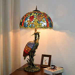 Xihe Tiffany Antique Table Lamp 20" Female Bird Desk Lamp