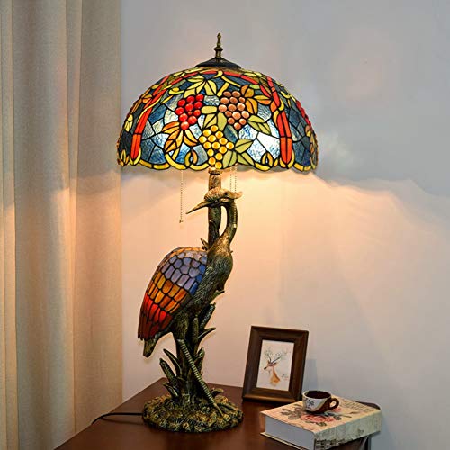 Xihe Tiffany Antique Table Lamp 20" Female Bird Desk Lamp