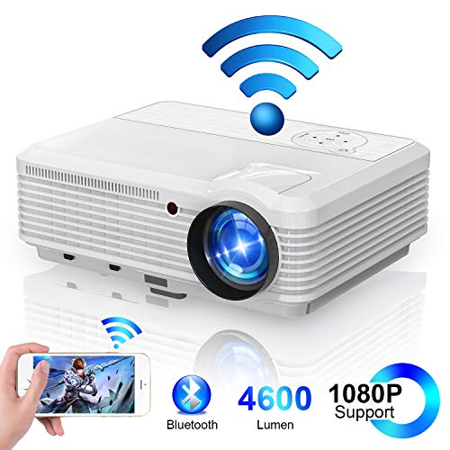 LED Bluetooth Wireless HD Projector with WiFi HDMI USB ZOOM Support 1080P Airplay, Smart Android LCD WXGA Home Cinema Outdoor Movie Game Party TV Video Projectors for Laptop PC Tablet Phone DVD PS4