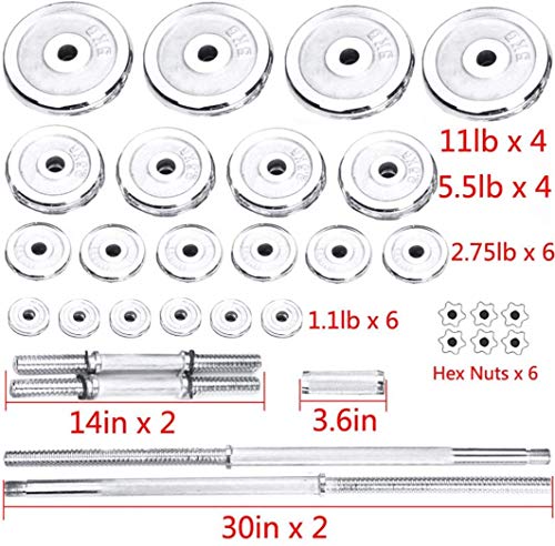 Dumbbells Set, 110lb Adjustable Fitness Free Weights Dumbbells with Connecting Rod for Gym Work Out Home Training, Suitable for Men and Women, 2 Pieces/Set