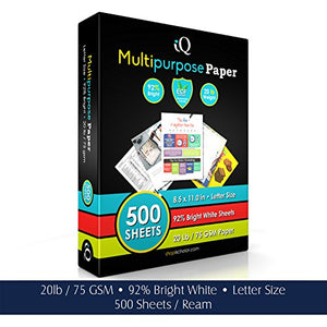 IQ Multipurpose Paper, 8.5"x11", 20lb, 92 Bright, 200,000 Sheets, 40 Cartons, 1 Pallet (80500)
