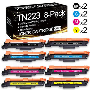 8 Pack (2BK+2C+2M+2Y) TN-223 Compatible Toner Cartridge Replacement for Brother HL-3210CW HL-3230CDW HL-3270CDW HL-3230CDN MFC-L3770CDW MFC-L3710CW MFC-L3750CDW DCP-L3510CDW Printer, by SinaToner.