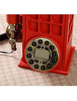 MaGiLL Mini Wall Telephone Corded Retro European Phone Booth Resin Landline Red