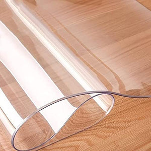 YUYI Clear PVC Desk Chair Mat 2mm Rectangular Vinyl Floor Protector - Non-Slip Durable Mat for Office/Home Hard Floor Carpet - 60/80/100/120/140/160cm Wide