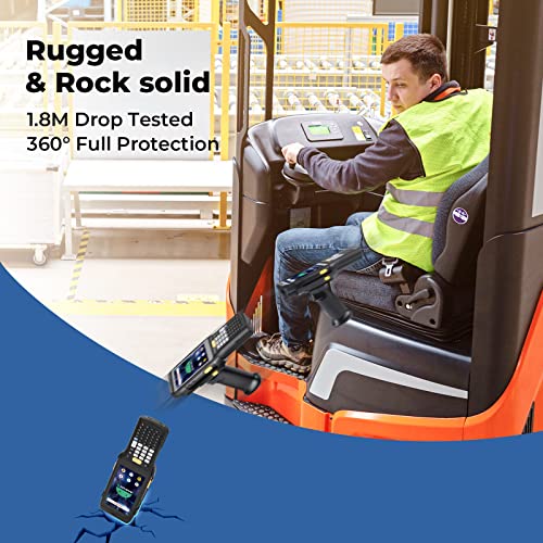 MUNBYN 088P 2024 Long-Range Android Barcode Scanner with Zebra 4850 Scanner, Android 11 PDA, Number Pad & Pistol Grip, IP65 Rugged 4G - Warehouse Inventory Scanner