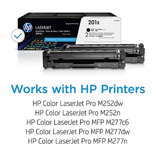 HP 201X | CF400XD | 2 Toner-Cartridges | Black | Works with HP Color LaserJet Pro M252dw, M277 series | High Yield