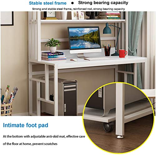 Computer Desk with Hutch Bookcase Bookshelf for Small Space, Office Desk Students Study Table Writing Desk Workstation with Shelf Storage Bookshelf for Home Office Dormitory (White)