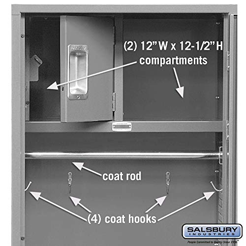 Salsbury Industries Standard Gear Metal Locker, Gray 6ft H x 24in D (Unassembled)