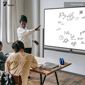 TOWON Rolling Whiteboard, 360° Rotatable Large Dry Erase Board with Stand, Double Sided Magnetic White Board on Wheels, Mobile Easel boards with Quick Flip Feature and Board Stopper, 72'' x 40'' Black