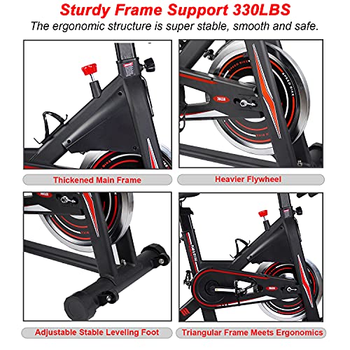 Exercise Bike, DMASUN Indoor Cycling Bike Stationary, Comfortable Seat Cushion, Multi - grips Handlebar, Heavy Flywheel Upgraded Version
