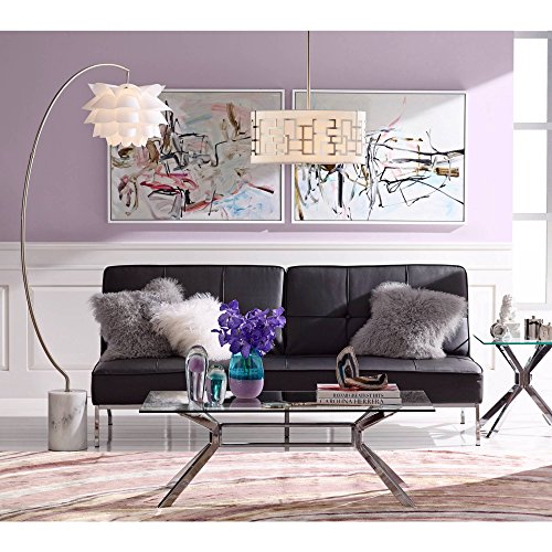Modern Arc Floor Lamp Satin Nickel White Flower Shade for Living Room Reading Bedroom Office - Possini Euro Design