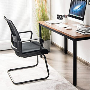 Tangkula Office Guest Chair Set of 12 with Adjustable Lumbar Support & Sled Base