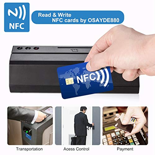 OSAYDE USB Magnetic Credit Card Reader - New 880 for Magstripe,IC,NFC and Psam Cards Reader and Writer, with 20 PCS Blank Cards