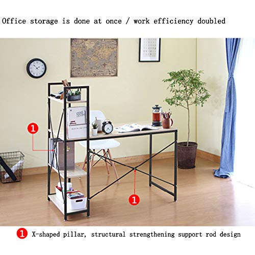 Computer Desk, Study Desk with Bookshelves, Sturdy Small Laptop Desk, Wood Home Office Desk, for Home Office Workstation, Working, Study, Writing