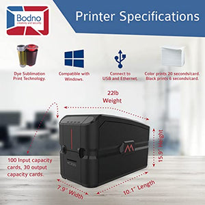 Matica MC320 Direct-to-Card Single Sided ID Card Printer & Complete Supplies Package with Bodno Bronze Edition ID Software