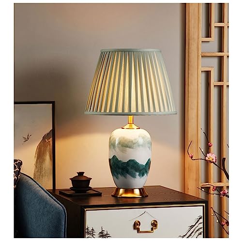 BBAUER Ceramic Desk Lamp New Chinese-Style Landscape Retro Zen Bedroom Bedside Lamp