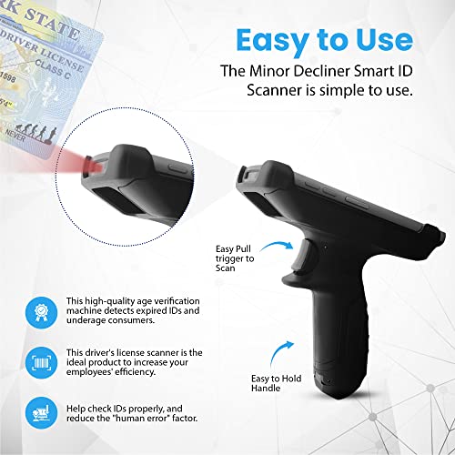 MinorDecliner Smart ID Scanner - Detects Expired IDs and Underage Consumers - Reads 2D Barcode in All 50 States