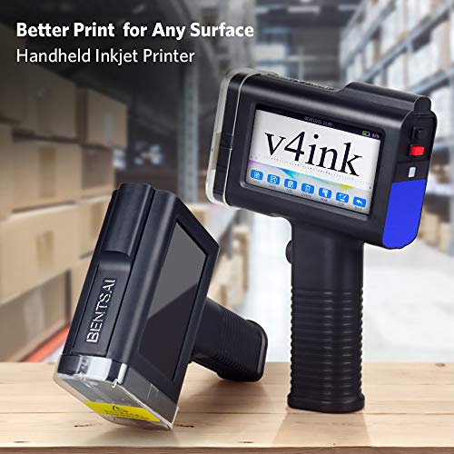 Handheld Portable Printer Labeler v4ink BENTSAI BT-HH6105B2 with 4.3 Inch HD LED Touch Screen use for QR-Code Barcode Production Date Logo Batch Series Number Print on Card Bag Box Wood Glass Plastic