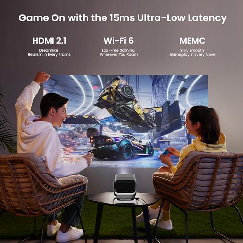 JmGO Ultra 4K Triple Laser Projector with 360° Freestyle Gimbal, Blu-Ray 3D, 2200 CVIA Lumen, HDR 10, Android TV 11, 10W*2 Dynaudio Speakers, Keystone Correction - Smart Portable Theater