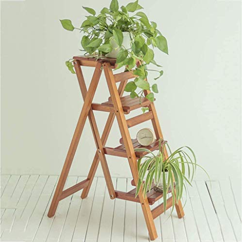 LUCEAE Folding Herringbone Wooden Step Stool, Non-Slip Portable Adult Footstool