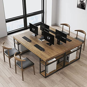 None Solid Wood Computer Desk with Storage Rack, Wrought Iron, Simple Installation, 5cm Thick - 200x80x75cm