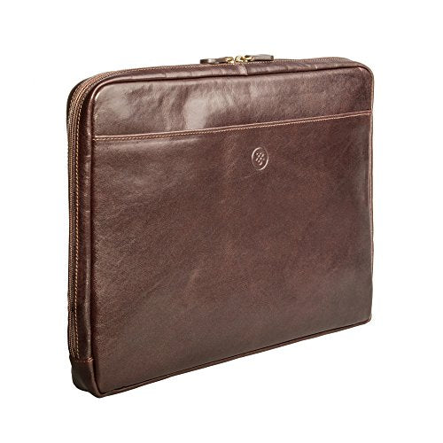 Maxwell Scott Men's Leather 15 Inch Laptop Cover - Verzino Brown