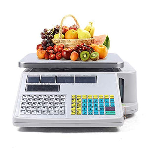 Futchoy Commercial Electronic Price Computing Scale w/Label Printer, 66lb Capacity - Digital Scale for Fruit Meat Vegetables - Supermarket Grocery Scale