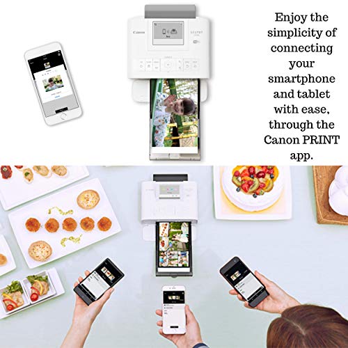 Canon SELPHY CP1300 Wireless Compact Photo Printer (White) + Canon RP-108 Color Ink Paper Set (108 Sheets of 4 x 6 Paper) + NeeGo Printer Cable + NeeGo Print Protector (100 Pack)