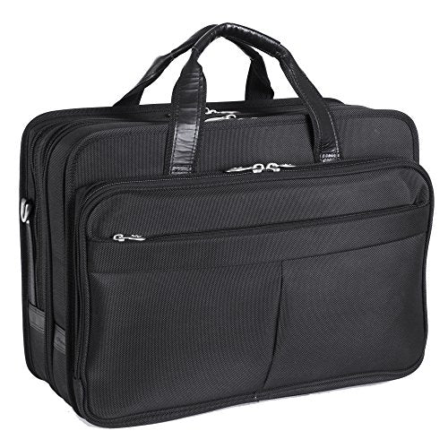 McKlein, R Series, Walton, Tech-Lite Ballistic Nylon, 17" Nylon Expandable Double Compartment Laptop Briefcase w/Removable Sleeve, Black (73985)
