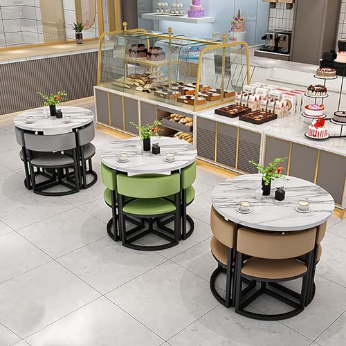 BYJSJY Round Dining Table and 4 Chairs Set, Negotiation Table and Chair, 80cm Small Round Tables - Color A4